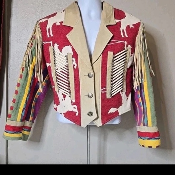 Pioneer Wear Jackets & Blazers - Vintage Pioneer Wear Womans Fringe Jacket Western Multicolored Adult Size Large